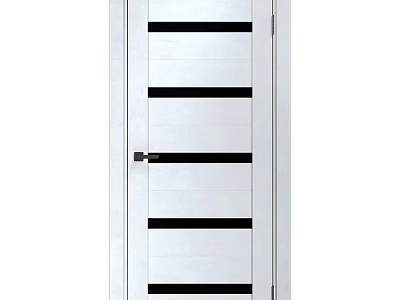 White Modern Swing Door With Black Horizontal Stripes And Handle Design 3d model