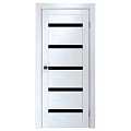 White Modern Swing Door With Black Horizontal Stripes And Handle Design