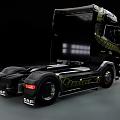 Scania Truck Featuring Black Body Gold Snake Design and Dynamic Driving Scene 3d model