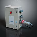 Industrial Electrical Control Box With Metal Enclosure Red Button And Cables