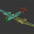 Military Biplane Model With Green Brown Camouflage Paint And Cross Insignia