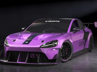 Purple Xiaomi Race Car With Kartoffel Livery 01 And Aerodynamic Stripes 3d model