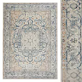 Square Rug With Traditional Pattern Blue Beige Orange Colors For Living Room Decor