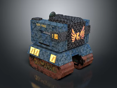 Tracked Military Vehicle With Camouflage Paint Eagle Wing Logo And Muddy Tracks 3d model