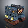 Tracked Military Vehicle With Camouflage Paint Eagle Wing Logo And Muddy Tracks