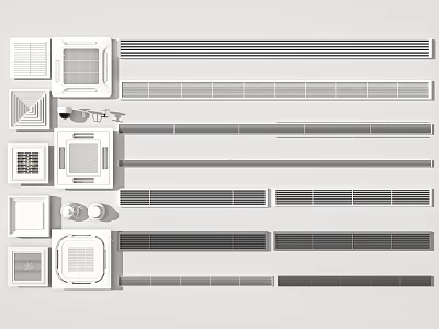 Air Conditioner Vents With Various Grille Styles And Modern Design For Home Office 3d model