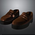 Brown Leather Loafers With Thick Platform Sole Classic Slip On Casual Fashion Footwear