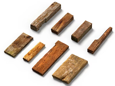 Old Wooden Planks of Various Sizes and Shapes for Road Infrastructure Components 3d model