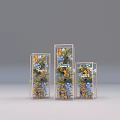 Commercial Transparent Glass Display Cases With Fresh Flowers And Garden Series Labels