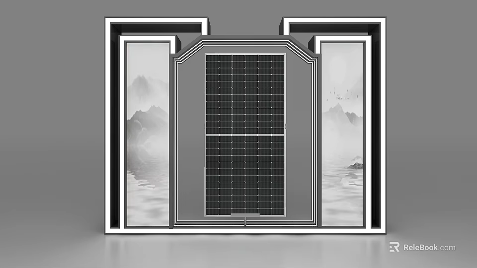 Modern Commercial Equipment With Solar Panels And Landscape Paintings Design 3d model 