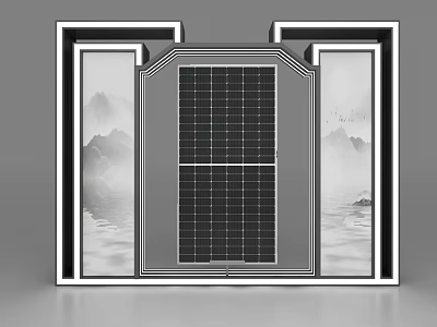 Modern Commercial Equipment With Solar Panels And Landscape Paintings Design 3d model
