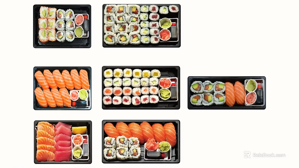 Fresh Assorted Sushi Platter With Different Types Of Rolls And Sashimi 3d model 