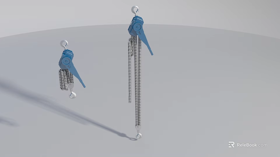 Sturdy Blue Manual Hoist Hardware Tools With Chain Hook For Lifting 3d model 