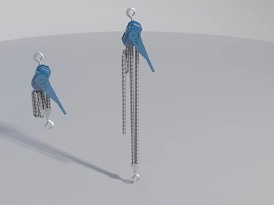 Sturdy Blue Manual Hoist Hardware Tools With Chain Hook For Lifting 3d model