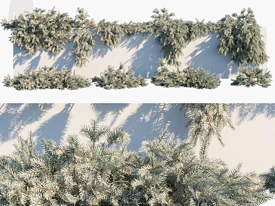Green Decorative Vines With Lush Leafy Branches And Natural Foliage Covering Wall Surface 3d model