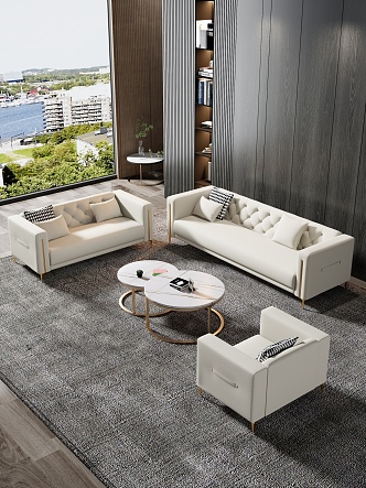 Modern Sofa Leather Multi-seat Large Sofa 3d model