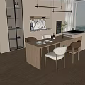 Log Nakajima Table and Chair Combination 3d model