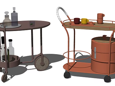 Commercial Mobile Service Carts Two Tier Utility Equipment With Wheels For Business Use 3d model