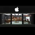 Digital Store Interior With Apple Products Display Tables And Electronic Gadgets Shelves