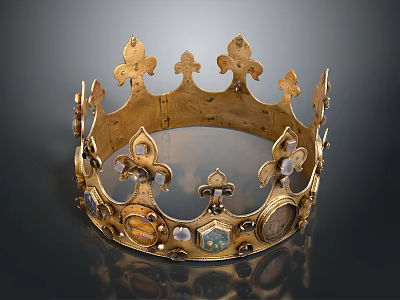 Golden Crown Decorative Household Item With Intricate Floral Patterns Colorful Gemstone Inlays 3d model