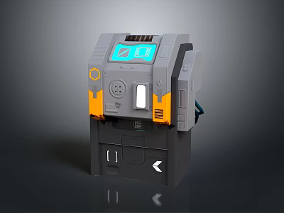 Industrial Machine With Gray Yellow Exterior Digital Display Control Buttons And Bottom Compartment 3d model