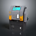 Industrial Machine With Gray Yellow Exterior Digital Display Control Buttons And Bottom Compartment