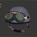 Blue Tactical Weapon Accessory With Protective Helmet And Goggles Design 3d model