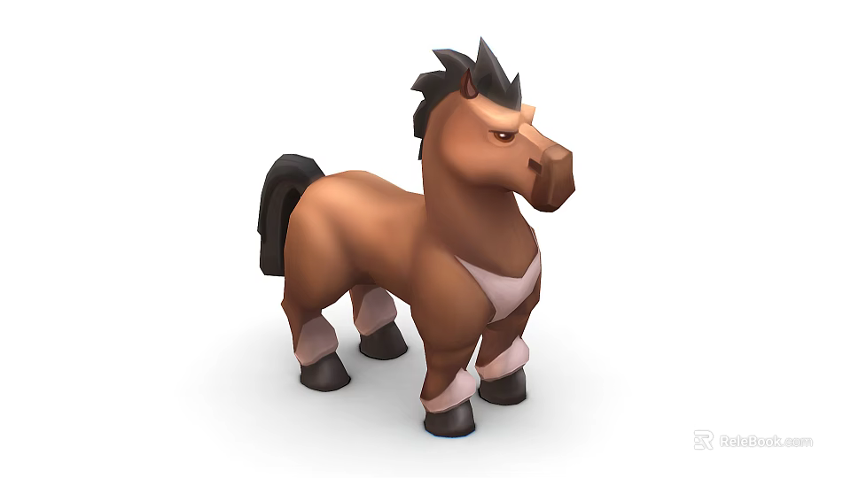 Brown Reptile 3D Model With Black Mane And White Leg Features 3d model 