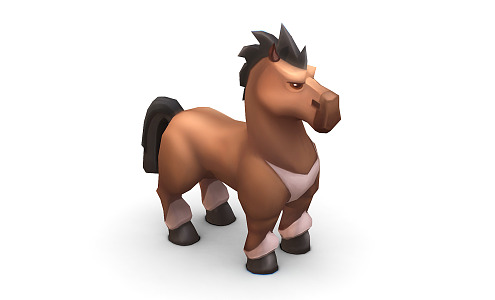 Modern Horse Brown Horse Carto Horse 3d model