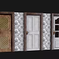 Variety Of Elegant Swing Doors Featuring Wooden Panels Glass Inserts And Patterned Wallpaper
