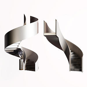 Modern revolving stair railing 3d model