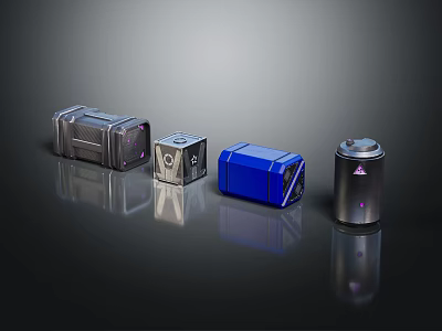 Modern Metallic Storage Cases With Different Colors And Sleek Design 3d model