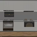 Modern Kitchen With Built In Black Appliances White Cabinets Stovetop Oven And Range Hoods