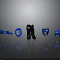 Professional Boxing Equipment Collection Featuring Blue Black Gloves Helmet and Shin Guards Set