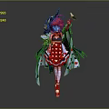 Red Haired Character Wearing Red Heart Patterned Dress With Decorative Outfit And Butterfly Creature