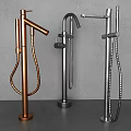 Tall Modern Brass Chrome Faucets with Handheld Sprayer and Coiled Hose