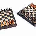 Classic Chess Entertainment With Two Chessboards And Black And Gold Chess Pieces