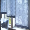 Elegant Pleated Roman Shades In Light Blue Linen For Bright Room Decoration