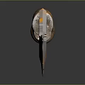Hand Carved Sculpture Blade With Wooden Handle And Orange Black Texture