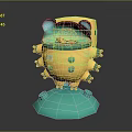 Cute Game Movie Character With Yellow Body Blue Head And Green Protrusions 3D Model Design