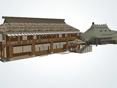 Chinese-style thatched house 3d model