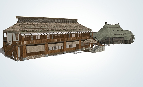 Chinese-style thatched house 3d model