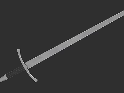Traditional Medieval Sword With Long Sharp Steel Blade And Decorative Crossguard 3d model
