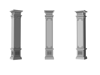 Architectural Columns With Classical Decorative Design Top Cornice Base Pedestal And Carved Patterns 3d model