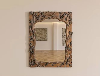 Wood carving tree mirror 3d model