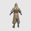 Ancient Warrior In Full Body Steel Armor With Helmet And Historical Military Costume