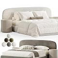 Modern Upholstered Double Bed With Curved Headboard Soft Bedding And Color Options