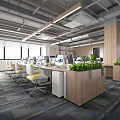 Open Office Area Modern Public Office Area 3d model