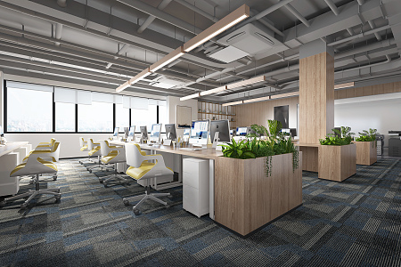 Open Office Area Modern Public Office Area 3d model