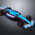 Stylish Blue And Pink Formula 1 Car With BWT Logo And Aerodynamic Design